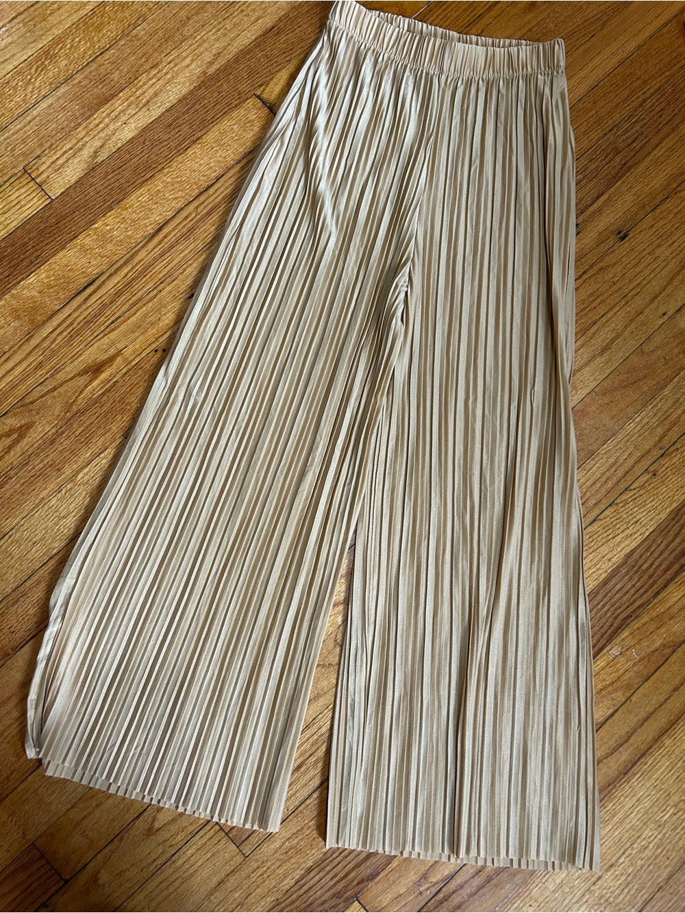 Made By Johnny‎ Gold Wide Leg Pleated Pants Black S/M
